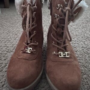 Michael Kors Tan Lace-Up Boots